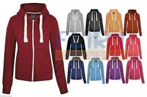 BuyBy|מוצרים מגניבים באינטרנט כללי    Plain Hoodie Zipper Sweatshirt Hooded Zip Top Jacket Hoody Sweater Womens Ladies